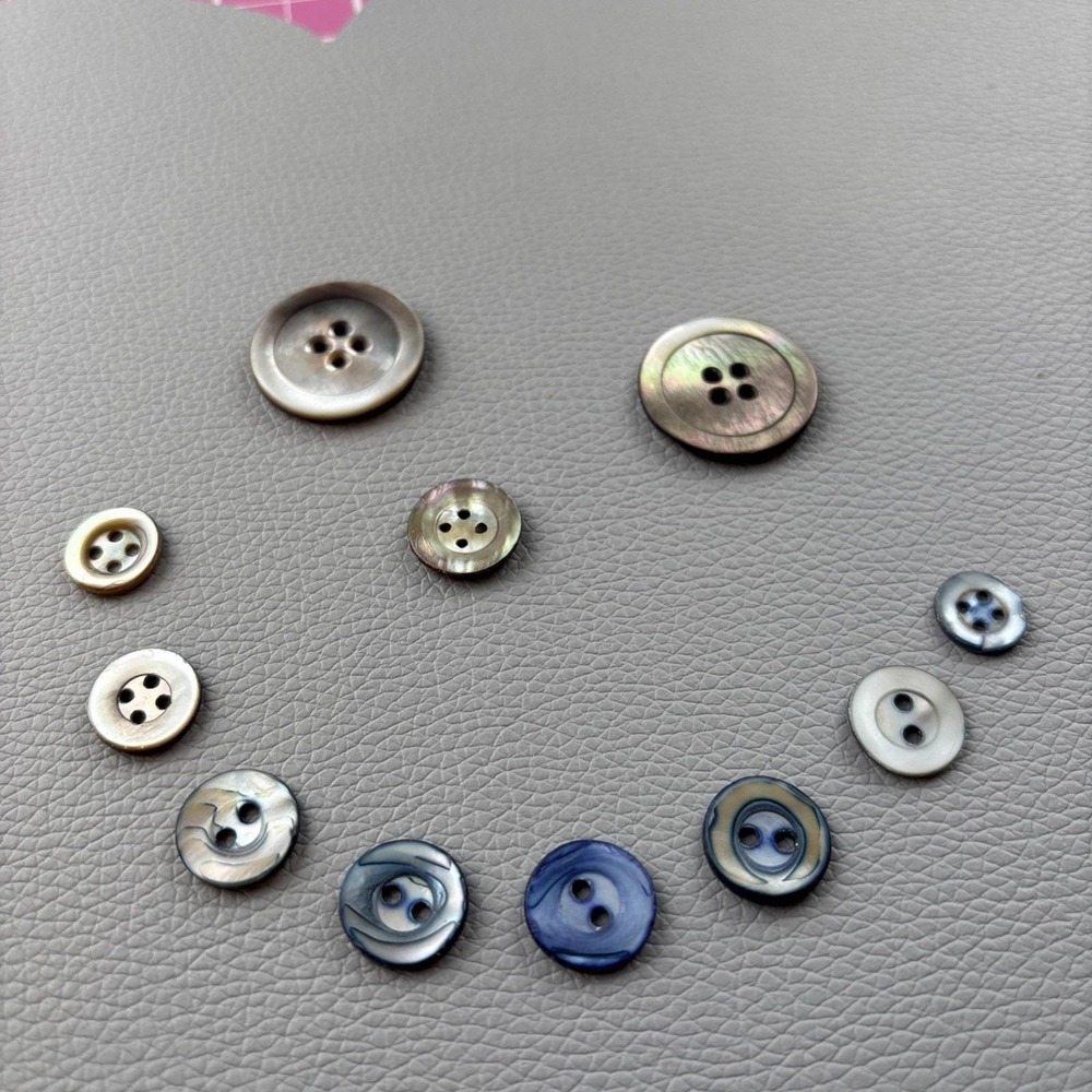 Vintage Mother Of Pearl‎ Buttons. Lot Of 11 Two Hole And Four Hole Round Buttons
